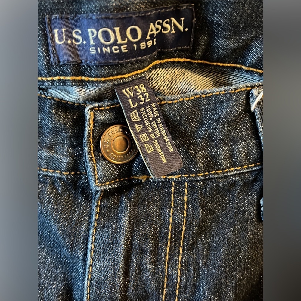 Men's Polo Assn. Dark Denim Wide Leg Baggy Jean Size 38x32 - Picture 3 of 3